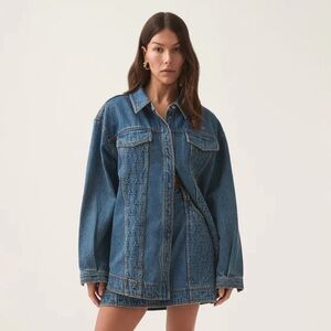 Aje Jackets Coats Nwt Aje Nika Logo Denim Shacket Poshmark